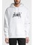 Metallica Baskılı Beyaz Erkek Örme Kapşonlu Sweatshirt Uzun Kol 1