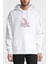 Unicorn Flower Unnamed Baskılı Beyaz Erkek Örme Kapşonlu Sweatshirt Uzun Kol 1