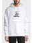 Linkin Park Logo Baskılı Beyaz Erkek Örme Kapşonlu Sweatshirt Uzun Kol 1