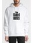 The Real Boss Baskılı Beyaz Erkek Örme Kapşonlu Sweatshirt Uzun Kol 1