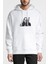 Slipknot Mıck Thomson Silüet Metal Rock Baskılı Beyaz Erkek Örme Kapşonlu Sweatshirt Uzun Kol 1
