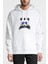Panda Baskılı Beyaz Erkek Örme Kapşonlu Sweatshirt Uzun Kol 1