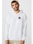 Gözlüklü Kulaklık ve Hip Hop Şapkalı Baskılı Beyaz Erkek Örme Kapşonlu Sweatshirt Uzun Kol 1