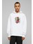 Basketball Jordan Bulls Baskılı Beyaz Erkek Örme Kapşonlu Sweatshirt Uzun Kol 1