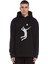 Silhouette Volleyball Baskılı Siyah Erkek Örme Kapşonlu Sweatshirt Uzun Kol 1