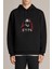 Türk Göktürk Kurt Wolf Baskılı Siyah Erkek Örme Kapşonlu Sweatshirt Uzun Kol 1