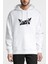 Black Sabbath Logo Baskılı Beyaz Erkek Örme Kapşonlu Sweatshirt Uzun Kol 1