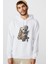 I Am Groot Brush Baskılı Beyaz Erkek Örme Kapşonlu Sweatshirt Uzun Kol 1