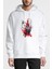 Owl Rose Trash Polka Saat Kuşlar Baskılı Beyaz Erkek Örme Kapşonlu Sweatshirt Uzun Kol 1