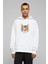 Polygonal Head Cat Kedi Baskılı Beyaz Erkek Örme Kapşonlu Sweatshirt Uzun Kol 1