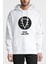 Evangelion Lılıth Baskılı Beyaz Erkek Örme Kapşonlu Sweatshirt Uzun Kol 1
