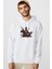 Deadpool Baskılı Beyaz Erkek Örme Kapşonlu Sweatshirt Uzun Kol 1