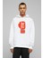 Muhammed Ali Eldiven Baskılı Beyaz Erkek Örme Kapşonlu Sweatshirt Uzun Kol 1