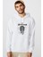 Urban Motorcycle Motorsiklet Baskılı Beyaz Erkek Örme Kapşonlu Sweatshirt Uzun Kol 1