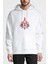 Assassin's Creed Baskılı Beyaz Erkek Örme Kapşonlu Sweatshirt Uzun Kol 1