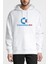 Commodore Logo Baskılı Beyaz Erkek Örme Kapşonlu Sweatshirt Uzun Kol 1