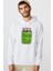 Rick And Morty I Am Pickle Baskılı Beyaz Erkek Örme Kapşonlu Sweatshirt Uzun Kol 1
