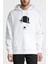 Chaplin Comic Charlıe Chaplın Baskılı Beyaz Erkek Örme Kapşonlu Sweatshirt Uzun Kol 1