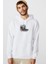 Şahin Resim Suluboya Resim Falcon Illüstrasyon Baskılı Beyaz Erkek Örme Kapşonlu Sweatshirt Uzun Kol 1