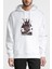 My Neighbor Komşum Totoro Baskılı Beyaz Erkek Örme Kapşonlu Sweatshirt Uzun Kol 1