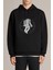 Astronot 03 Pi Baskılı Siyah Erkek Örme Kapşonlu Sweatshirt Uzun Kol 1