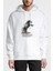 Bold Pilot Baskılı Beyaz Erkek Örme Kapşonlu Sweatshirt Uzun Kol 1