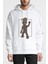 Groot Skull Baskılı Beyaz Erkek Örme Kapşonlu Sweatshirt Uzun Kol 1