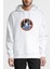Nasa Spacex Roket Baskılı Beyaz Erkek Örme Kapşonlu Sweatshirt Uzun Kol 1