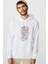 Charles Bukowski Shes Mad But She Baskılı Beyaz Erkek Örme Kapşonlu Sweatshirt Uzun Kol 1