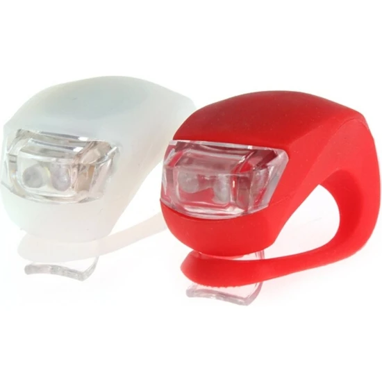 Greathings Kırmızı Beyaz Çift Renkli LED Lamba Kurbağa Silikon Işık 3 Kademeli Bisiklet Gidon Işığı 2'li