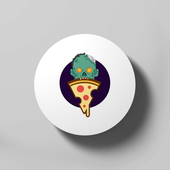 Fizello Zombie Eating Pizza - Pizza Zombie Bardak Altlığı