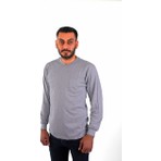Eserıs  V Yaka Uzun Kol Penye Iş Tişörtü  Cepli  Gri