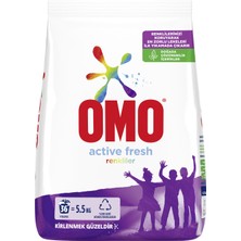 Omo Toz Çamaşır Deterjanı Active Fresh Renkliler İçin Renklilerinizi Koruyarak En Zorlu Lekeleri İlk Yıkamada Çıkarır 5.5 KG 36 Yıkama 1 Adet