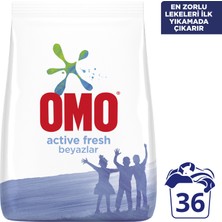 Omo Toz Çamaşır Deterjanı Active Fresh Beyazlar İçin En Zorlu Lekeleri İlk Yıkamada Çıkarır 6 KG 36 Yıkama 1 Adet