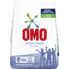 Omo Toz Çamaşır Deterjanı Active Fresh Beyazlar İçin En Zorlu Lekeleri İlk Yıkamada Çıkarır 5;5 KG 36 Yıkama 1 Adet