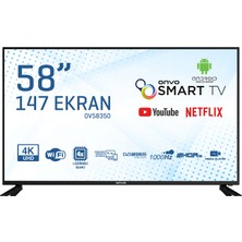 Onvo OV58350 58" 147 Ekran Uydu Alıcılı 4K Ultra HD Android Smart LED TV