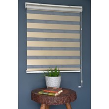 Halim Perdesan Zebra Stor Perde Ba-11 Karamel Renk Eteksiz Bambu 90 x 260 cm