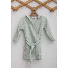 Caline Baby 4 Kat Müslin Çocuk Bornozu - Mint