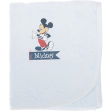 Özdilek Mickey Mouse Nakışlı Bambu Bebek Bornoz Seti Mavi Lisanslı