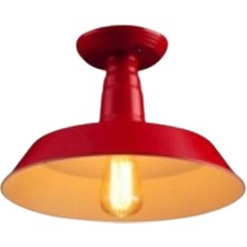 Mylight Mylights  Retro Vintage Kırmızı  Içi Beyaz Metal  Plofonyer Tavan Avize 35 cm