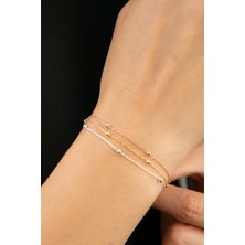 Elika Silver Kadın Dorika Top Detaylı 3 Renk  925 Ayar Gümüş Bileklik