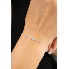 Elika Silver Kadın Dorika Top Detaylı Nazar Model 925 Ayar Gümüş Bileklik