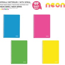 Mopak Neon Serisi Spiralli Çizgili Pp Kapak Defter 96 Yaprak 4'lü