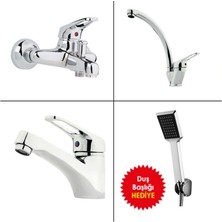 Kapkacakal 4 Parça Madrid Banyo Sabit Lavabo Mutfak Batarya Seti