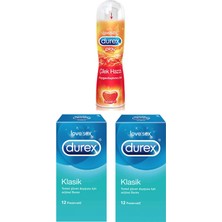 Durex Çilek Aromalı  50 Ml + Durex Klasik Prezervatif 12' Li X2 Adet