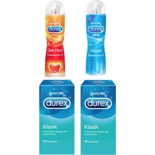 Durex Çilek Aromalı  50 Ml + Durex Klasik Prezervatif 12' Li X2 Adet+Durex Play Su Bazlı  50 Ml