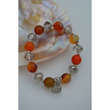 Stoneage Jewellery Akik Taşlı ve Çek Kristali Bileklik