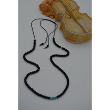 Stoneage Jewellery Turkuaz ve Oniks Taşlı Metalsiz Kolye