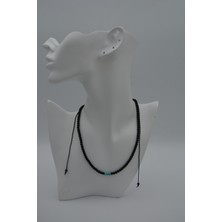 Stoneage Jewellery Turkuaz ve Oniks Taşlı Metalsiz Kolye