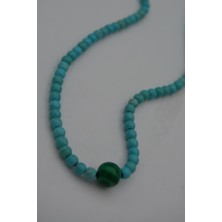 Stoneage Jewellery Malahit ve Turkuaz Taşlı Metalsiz Kolye